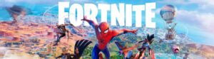 Fortnite battle royale game screenshot with building mechanics and action gameplay