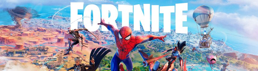 Fortnite battle royale game screenshot with building mechanics and action gameplay