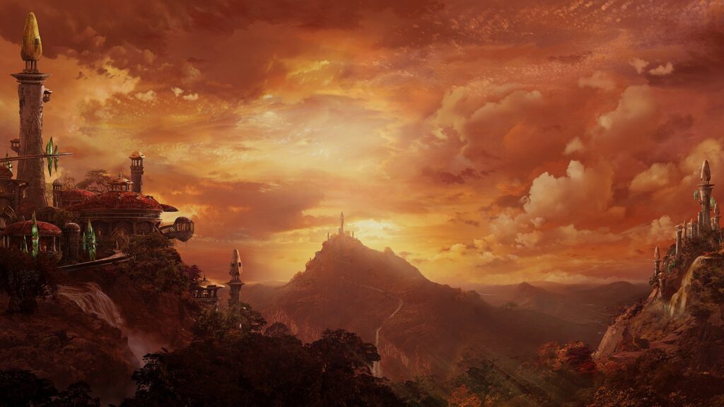 World of Warcraft fantasy MMORPG world showing player characters exploring environments